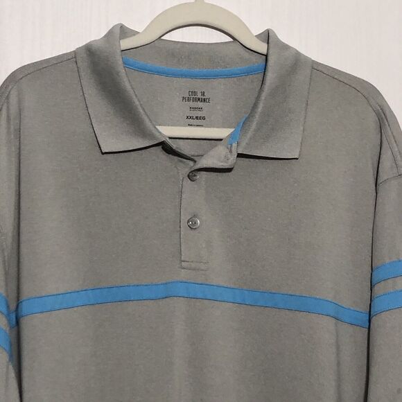 Haggar Polo Shirt Men's XXL Gray Blue Stripes Cool 18 Performance Golf Prep New - Picture 1 of 11